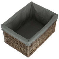 Red Hamper Antique Wash Grey Cotton Grey Lined Willow Storage Baskets