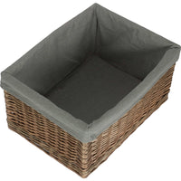 Red Hamper Antique Wash Grey Cotton Grey Lined Willow Storage Baskets