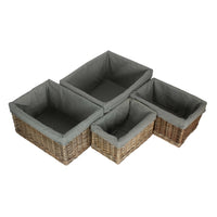 Red Hamper Antique Wash Grey Cotton Grey Lined Willow Storage Baskets
