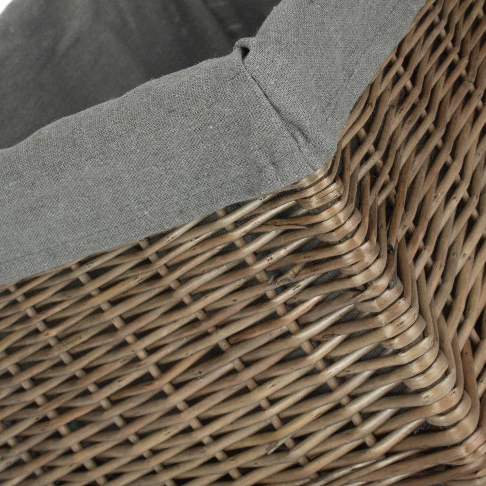 Red Hamper Antique Wash Grey Cotton Grey Lined Willow Storage Baskets