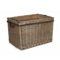 Panier à bûches en osier à poignée rectangulaire