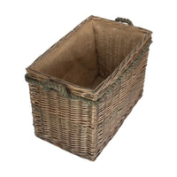 Panier à bûches en osier à poignée rectangulaire