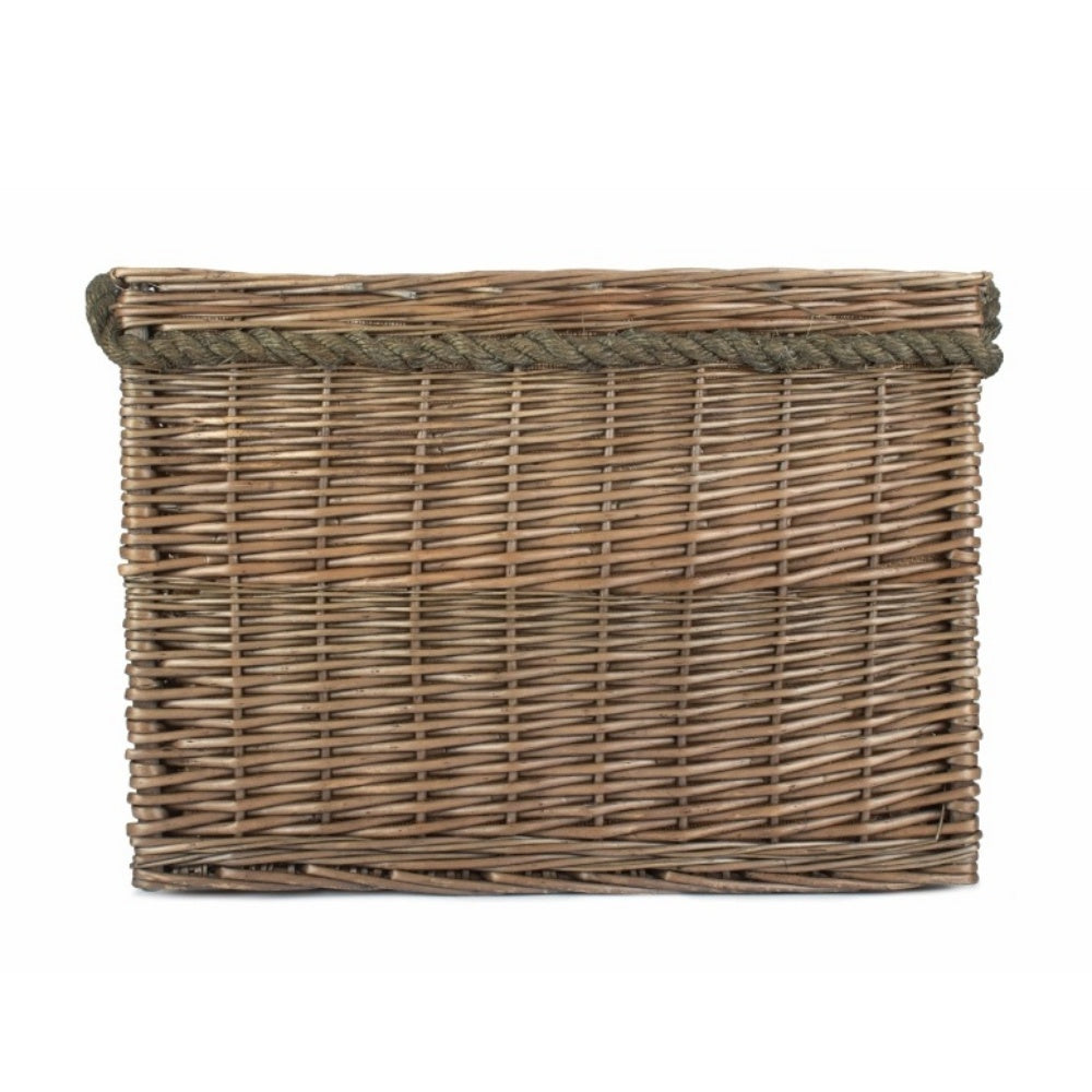 Panier à bûches en osier à poignée rectangulaire