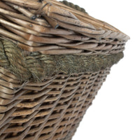 Panier à bûches en osier à poignée rectangulaire