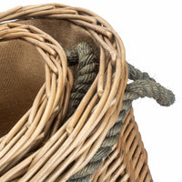 Oval Rope Handled Wicker Log Basket