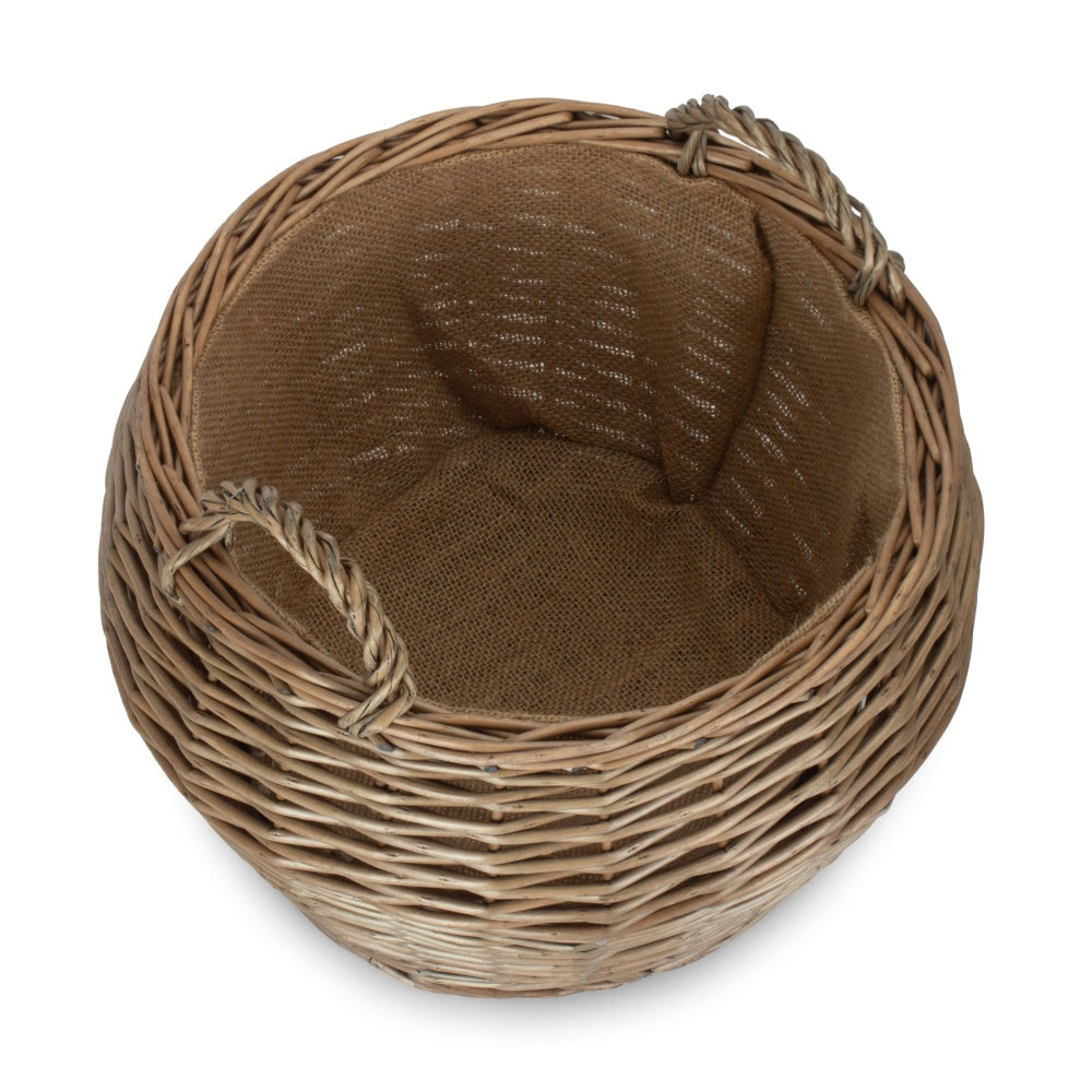 Antique Wash Stumpy Wicker Log Basket
