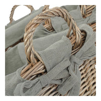 Wicker Antique Wash Finish Handled Grey Cotton Lining Storage Basket