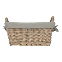 Wicker Antique Wash Finish Handled Grey Cotton Lining Storage Basket