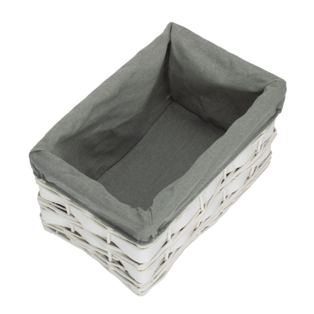Red Hamper White Grey LinedScandi Storage Basket With Grey Lining