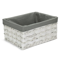 White Grey LinedScandi Storage Basket With Grey Lining