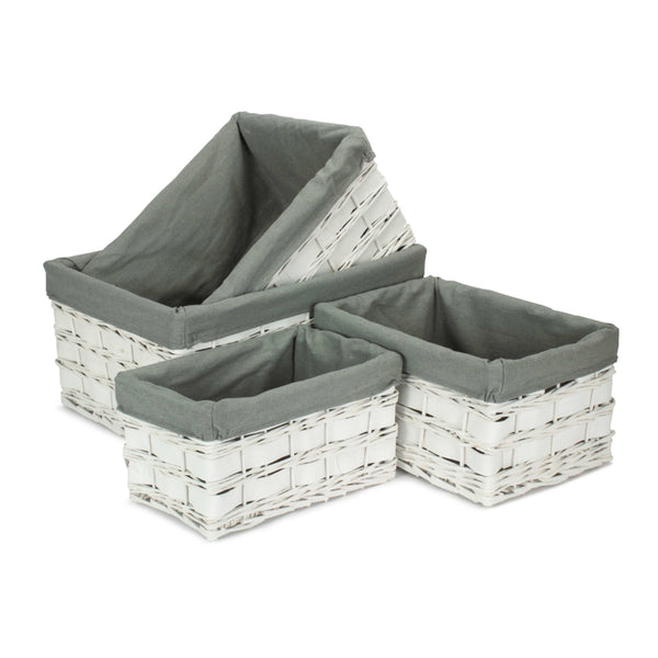 Red Hamper White Grey LinedScandi Storage Basket With Grey Lining