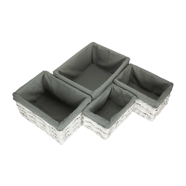 Red Hamper White Grey LinedScandi Storage Basket With Grey Lining