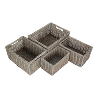 Grey Wash Unlined Willow Storage Baskets