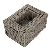 Grey Wash Unlined Willow Storage Baskets