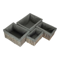 Grey Wash Grey Cotton Lined Willow Storage Baskets