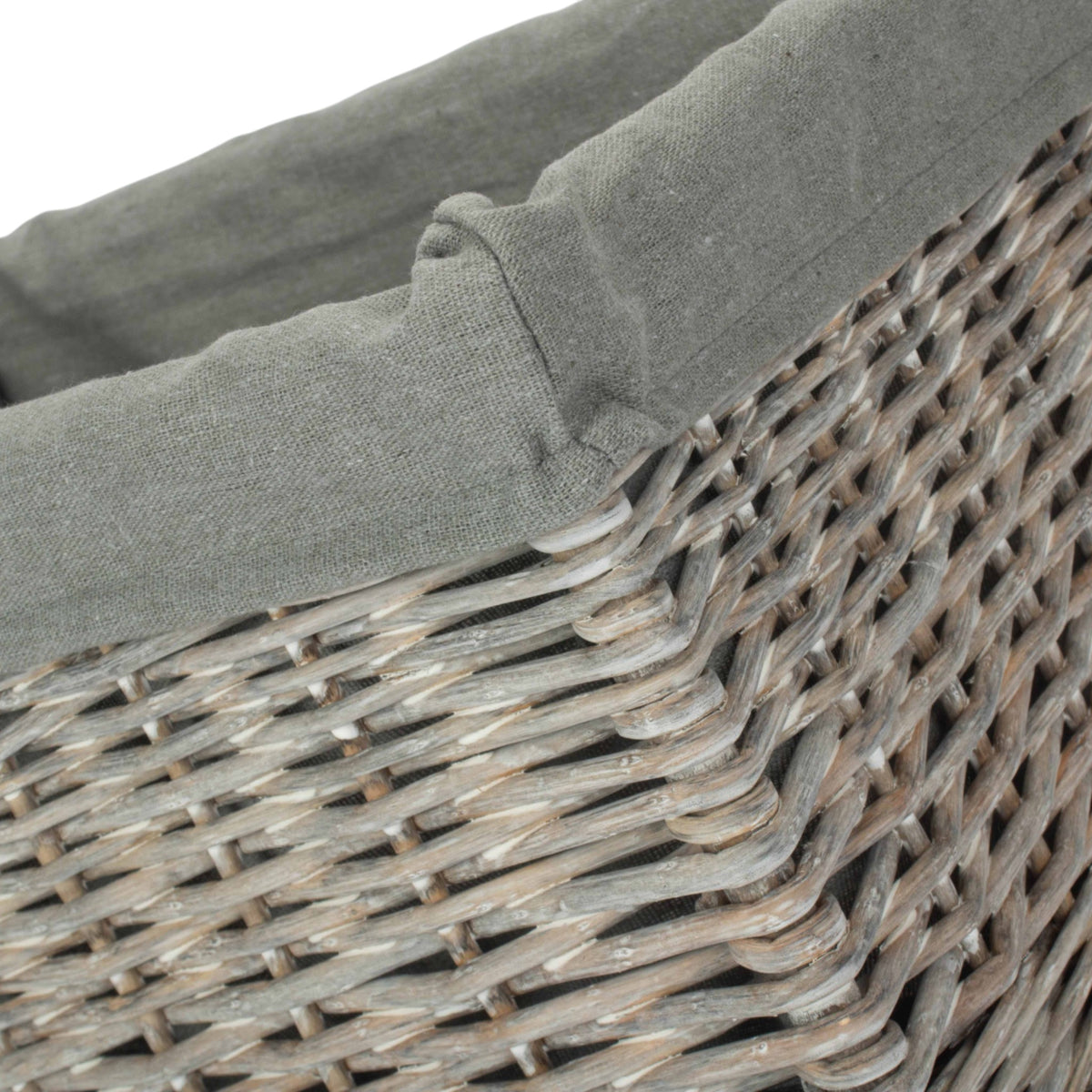 Grey Wash Grey Cotton Lined Willow Storage Baskets
