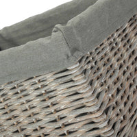 Grey Wash Grey Cotton Lined Willow Storage Baskets