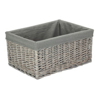 Grey Wash Grey Cotton Lined Willow Storage Baskets
