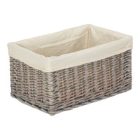 Grey Wash White Cotton Lined Willow Storage Baskets