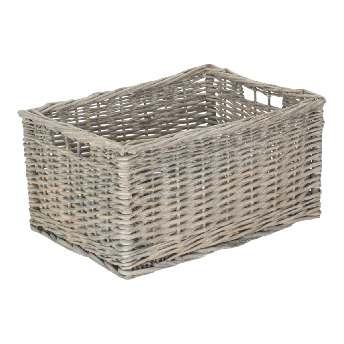 Grey Wash Unlined Willow Storage Baskets