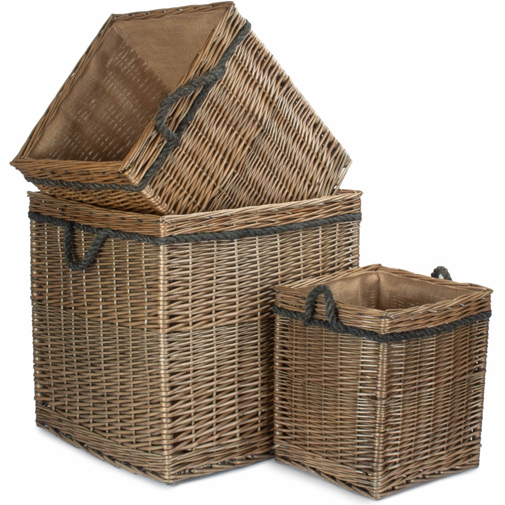 Antique Wash Square Storage Log Basket