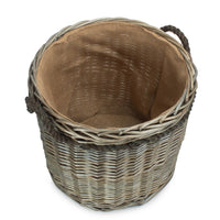 Red Hamper Antique Wash Round Storage Log Basket
