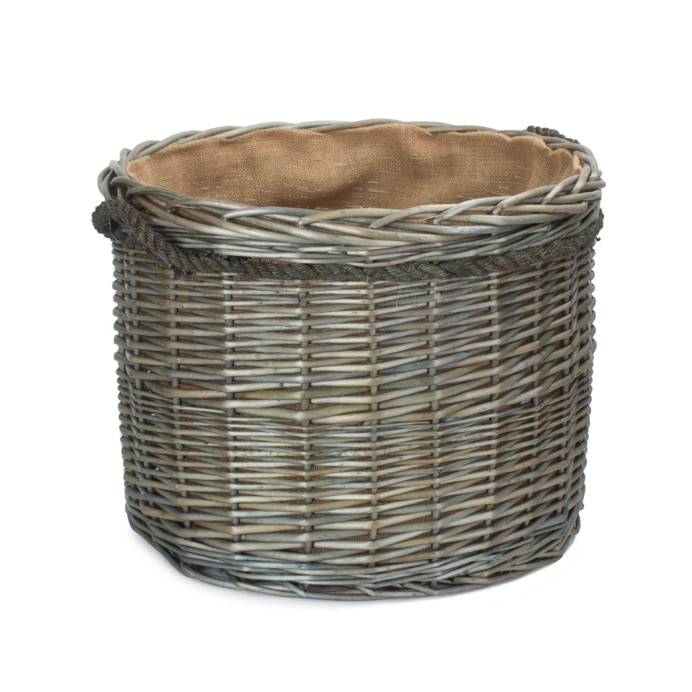 Antique Wash Round Storage Log Basket
