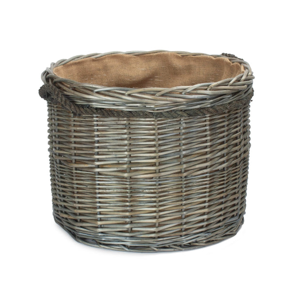 Red Hamper Antique Wash Round Storage Log Basket