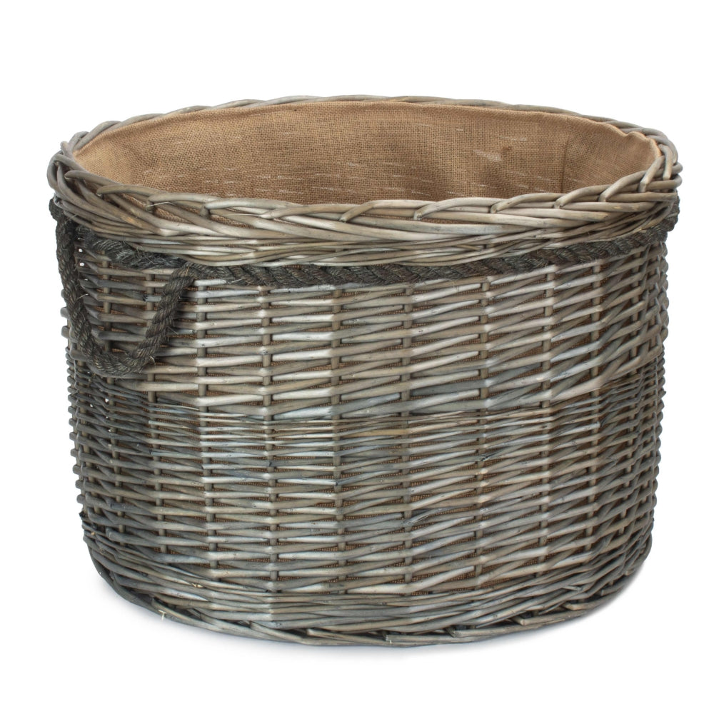 Antique Wash Round Storage Log Basket