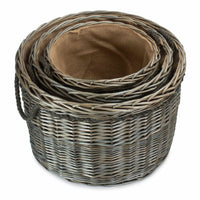 Red Hamper Antique Wash Round Storage Log Basket