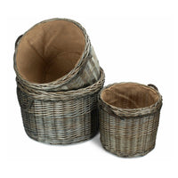 Red Hamper Antique Wash Round Storage Log Basket