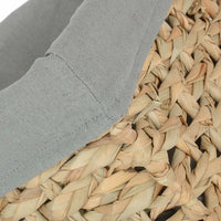 Thatch Grass Woven Storage Basket with Grey Cotton Lining
