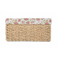 Thatch Grass Woven Storage Basket with Garden Rose Cotton Lining