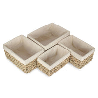 Thatch Grass Woven Storage Basket with White Cotton Lining