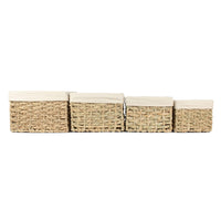 Thatch Grass Woven Storage Basket with White Cotton Lining