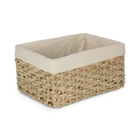 Thatch Grass Woven Storage Basket with White Cotton Lining