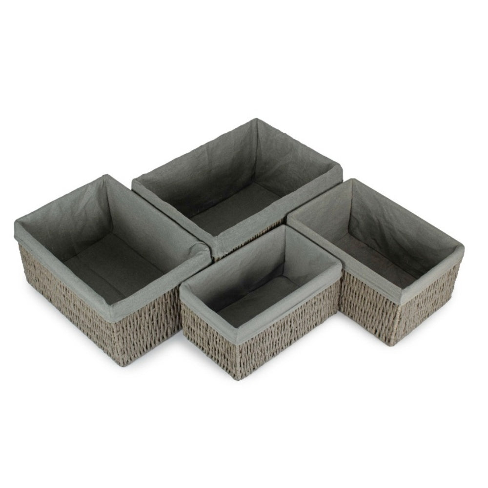 Grey Paper Rope Storage Basket with Grey Cotton Lining