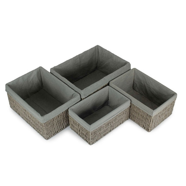 Grey Paper Rope Storage Basket with Grey Cotton Lining