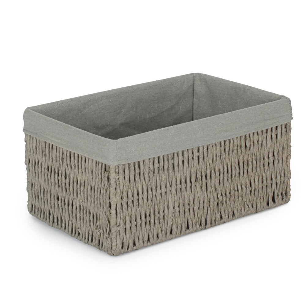 Grey Paper Rope Storage Basket with Grey Cotton Lining