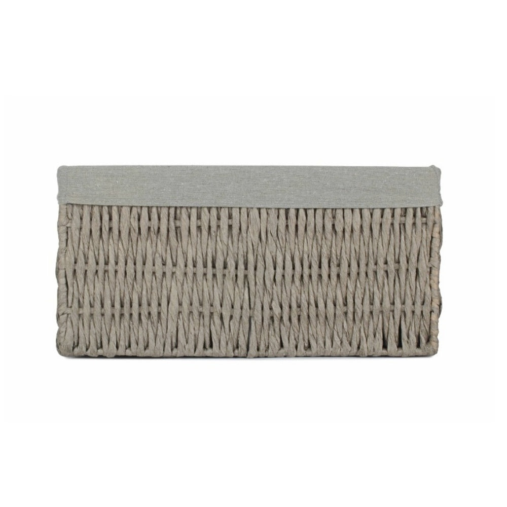 Grey Paper Rope Storage Basket with Grey Cotton Lining