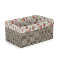 Garden Rose Paper Rope Storage Basket with Garden Rose Cotton Lining