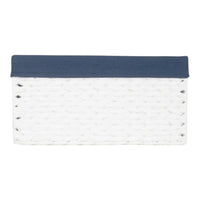 White Paper Rope Rectangular Storage Basket with Navy Blue Cotton Lining