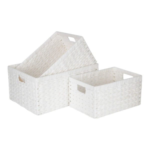 White Paper Rope Rectangular Storage Basket