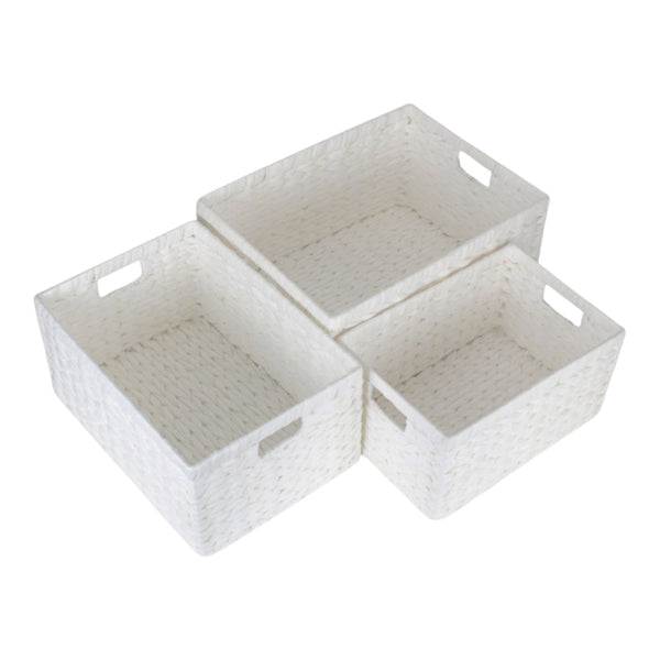 White Paper Rope Rectangular Storage Basket