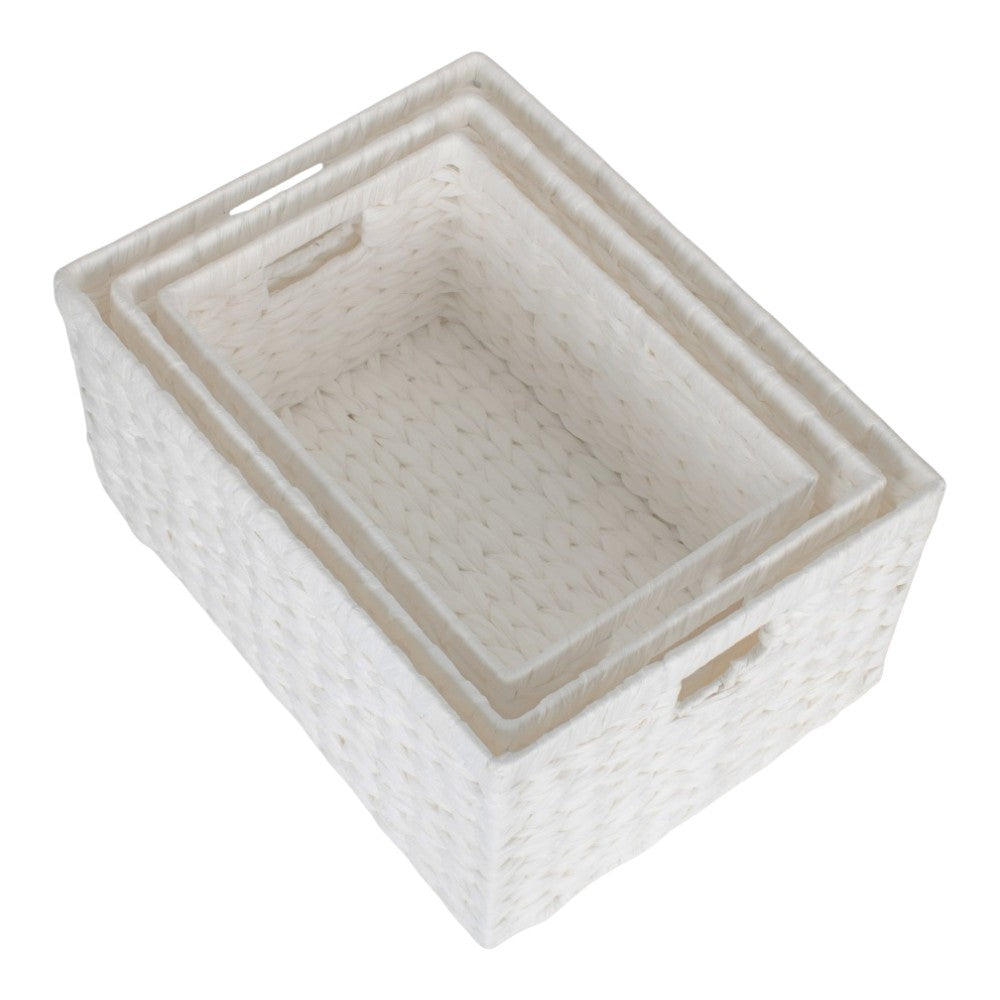 White Paper Rope Rectangular Storage Basket