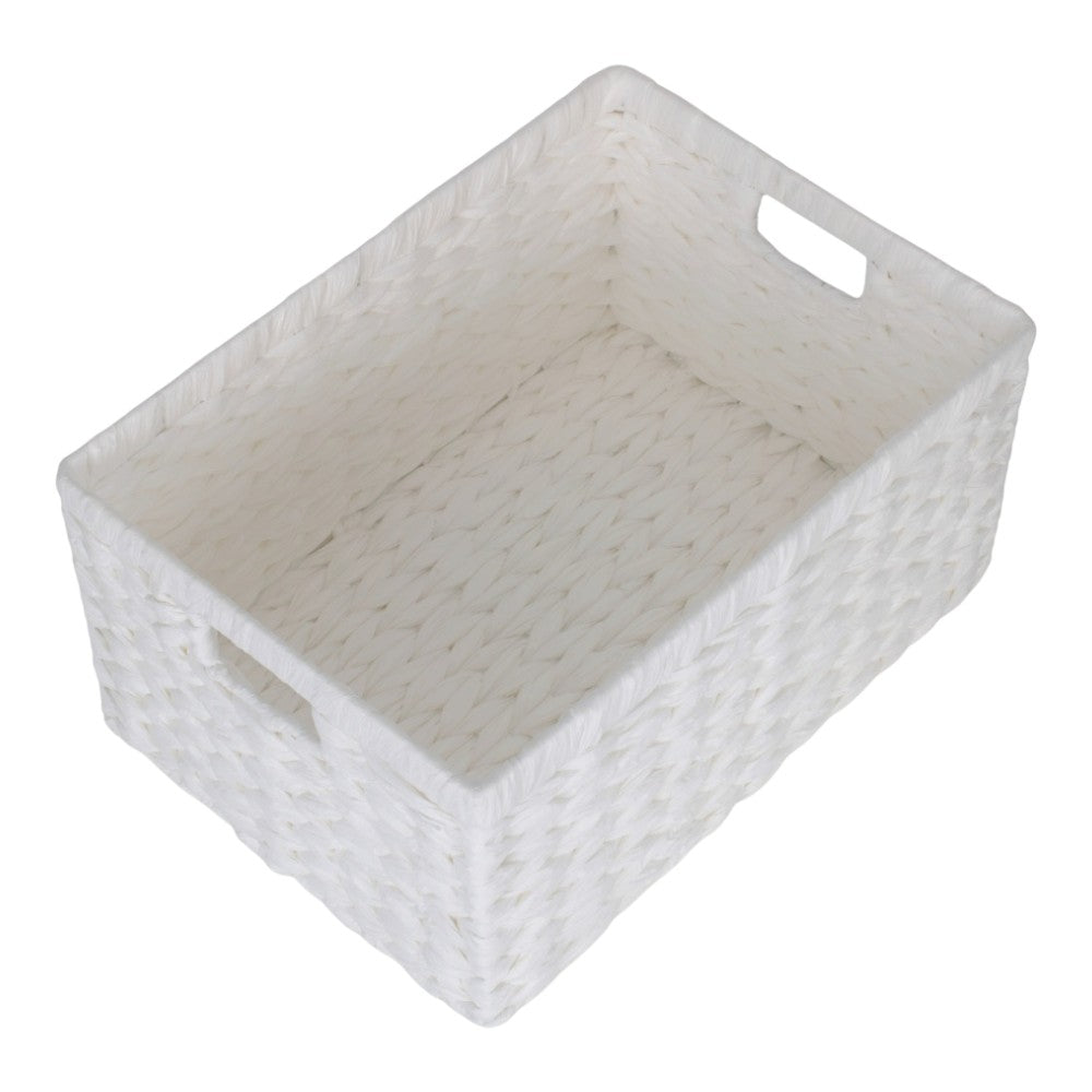White Paper Rope Rectangular Storage Basket