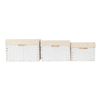 White Paper Rope Rectangular Storage Basket with White Cotton Lining