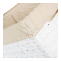 White Paper Rope Rectangular Storage Basket with White Cotton Lining