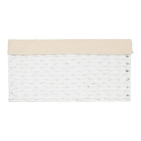 White Paper Rope Rectangular Storage Basket with White Cotton Lining