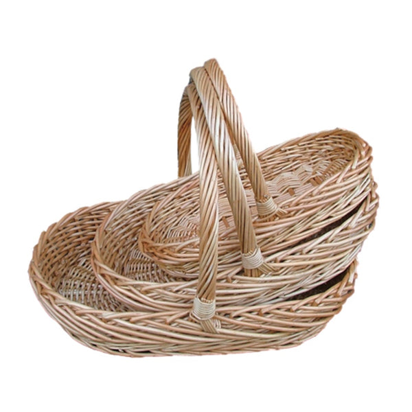 Set of 3 Oval Buff Wicker Garden Trug